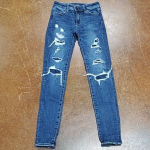 AE Distressed and patched Jeggings